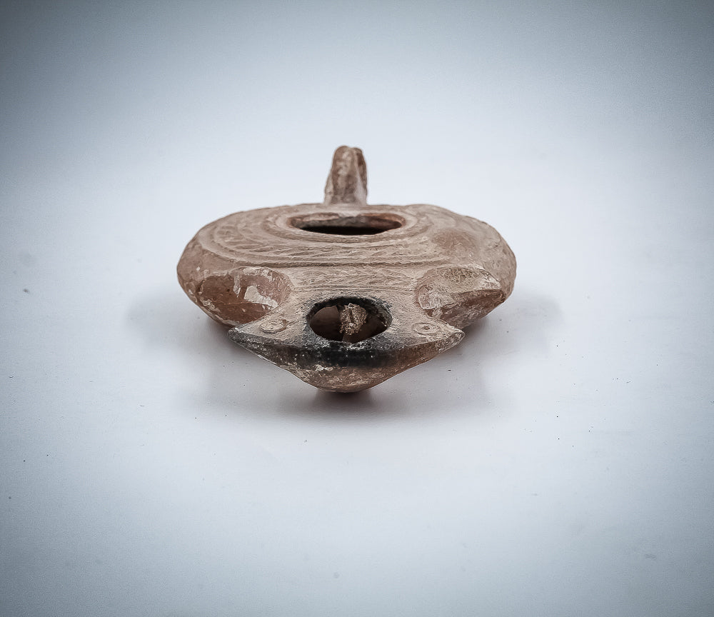 A JEWISH TERRACOTTA OIL LAMP (Daroma lamps)