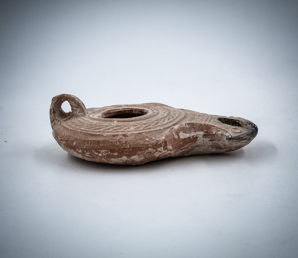 A JEWISH TERRACOTTA OIL LAMP (Daroma lamps)