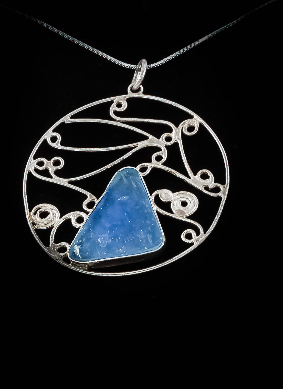 HAND MADE ROMAN GLASS WITH STERLING SILVER (ST925) PENDENT