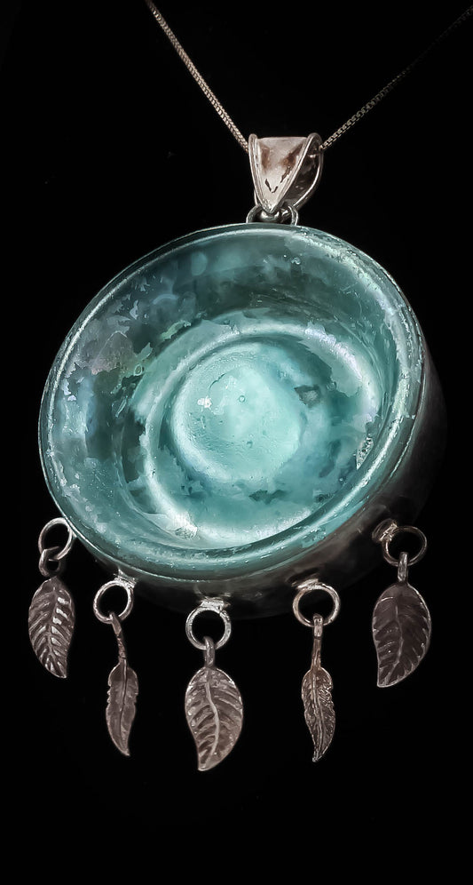 HAND MADE ROMAN GLASS WITH STERLING SILVER (ST925) PENDENT