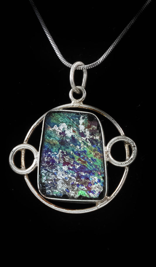 HAND MADE ROMAN GLASS WITH STERLING SILVER (ST925) PENDENT