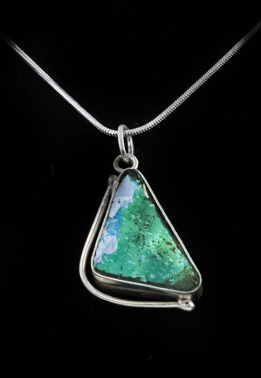 HAND MADE ROMAN GLASS WITH STERLING SILVER (ST925) PENDENT
