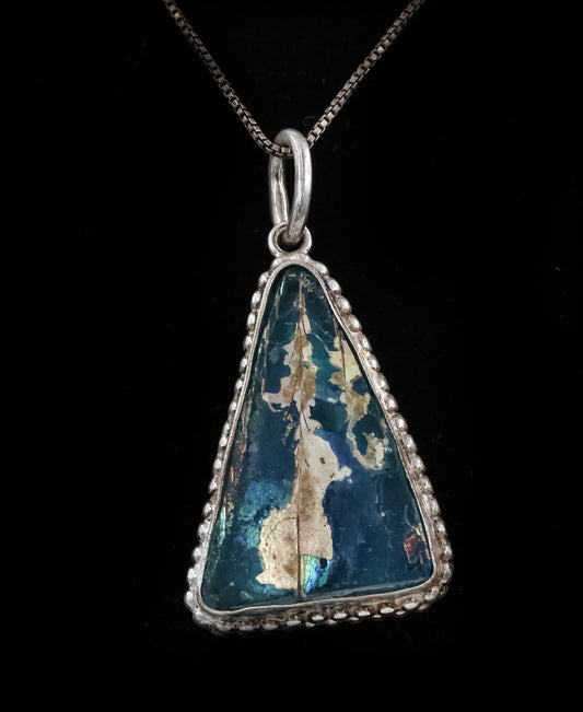 HAND MADE ROMAN GLASS WITH STERLING SILVER (ST925) PENDENT