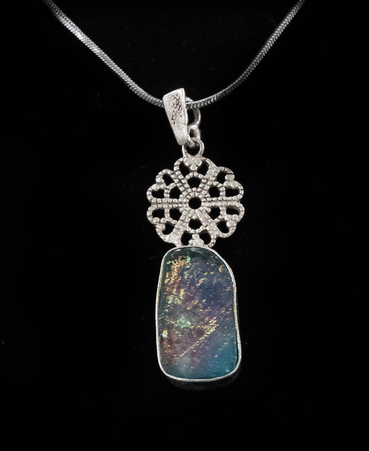 HAND MADE ROMAN GLASS WITH STERLING SILVER (ST925) PENDENT