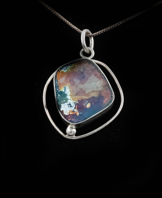 HAND MADE ROMAN GLASS WITH STERLING SILVER (ST925) PENDENT