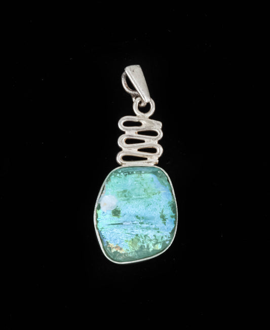 HAND MADE ROMAN GLASS WITH STERLING SILVER (ST925) PENDENT