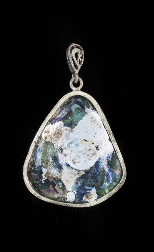 HAND MADE ROMAN GLASS WITH STERLING SILVER (ST925) PENDENT