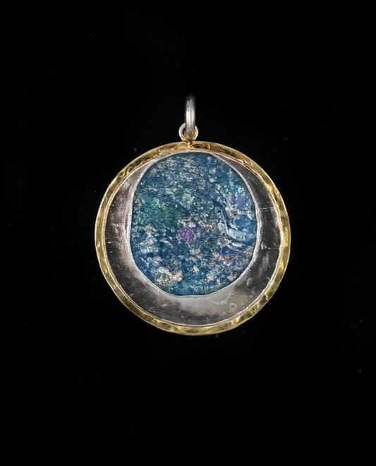 HAND MADE ROMAN GLASS WITH STERLING SILVER (ST925) PENDENT