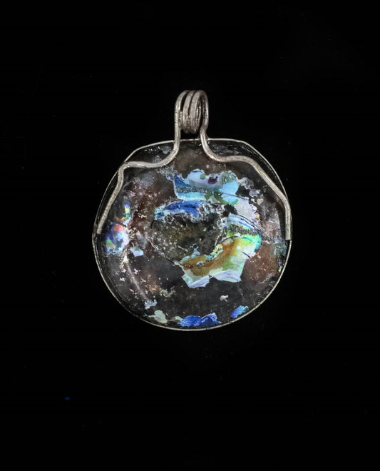 HAND MADE ROMAN GLASS WITH STERLING SILVER (ST925) PENDENT