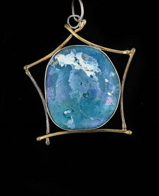 HAND MADE ROMAN GLASS WITH STERLING SILVER (ST925) PENDENT