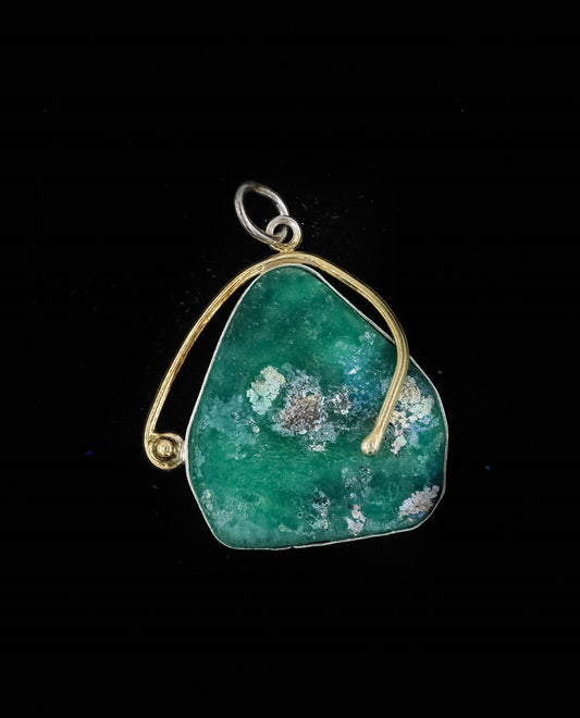 HAND MADE ROMAN GLASS WITH STERLING SILVER (ST925) PENDENT