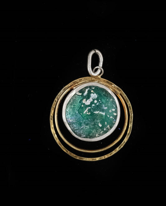 HAND MADE ROMAN GLASS WITH STERLING SILVER (ST925) PENDENT