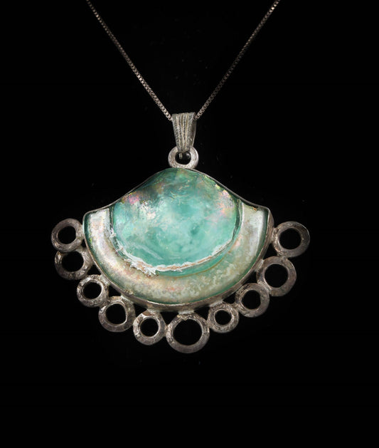 HAND MADE ROMAN GLASS WITH STERLING SILVER (ST925) PENDENT