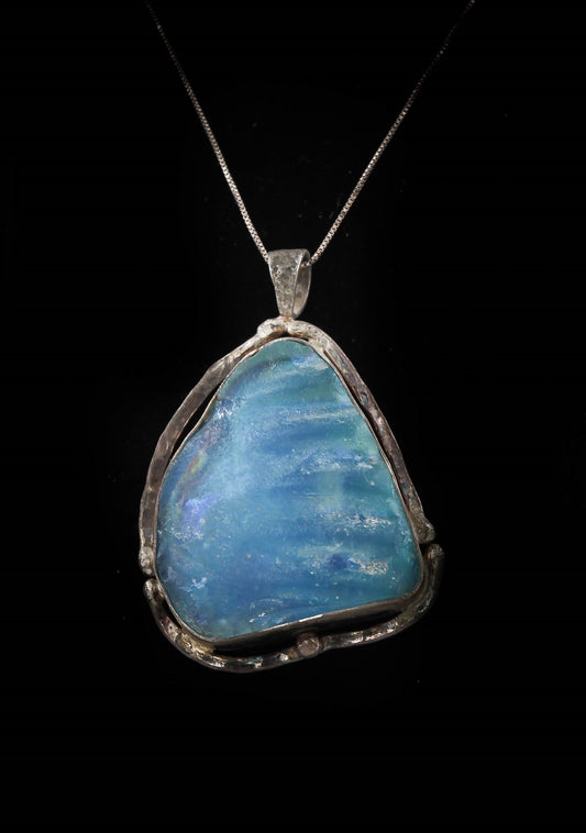 HAND MADE ROMAN GLASS WITH STERLING SILVER (ST925) PENDENT