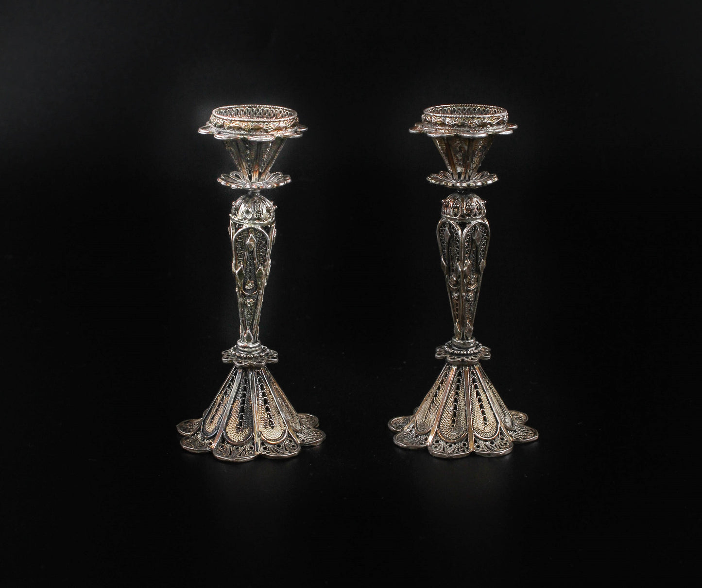 HAND MADE SILVER (ST925) SHABBAT CANDLES STICK