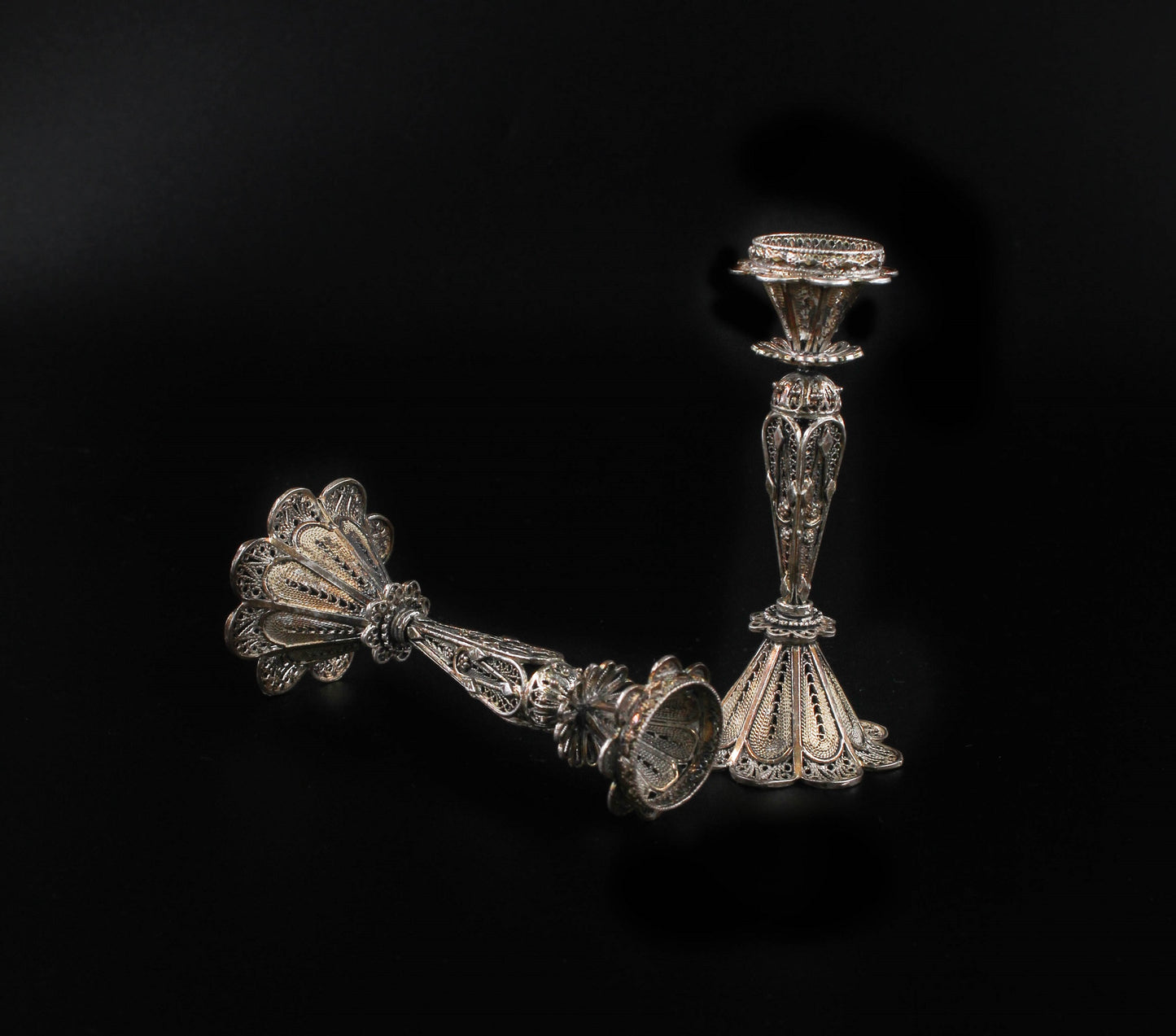 HAND MADE SILVER (ST925) SHABBAT CANDLES STICK