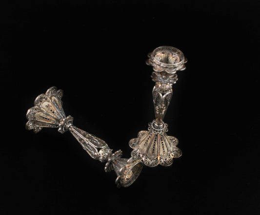 HAND MADE SILVER (ST925) SHABBAT CANDLES STICK