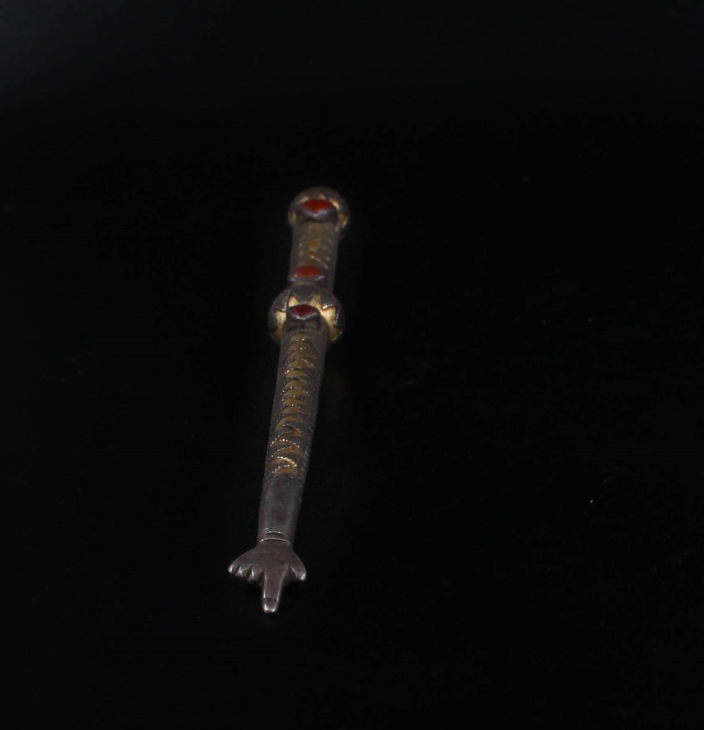 Old Hand Made Silver (925) Gold Plated Torah Pointer (Yad) With Carnelian Stone