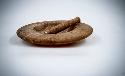 A Cosmetic Alabaster Bowl With Its Grinding Tool