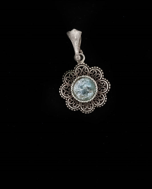 HAND MADE ROMAN GLASS WITH STERLING SILVER (ST925) PENDENT