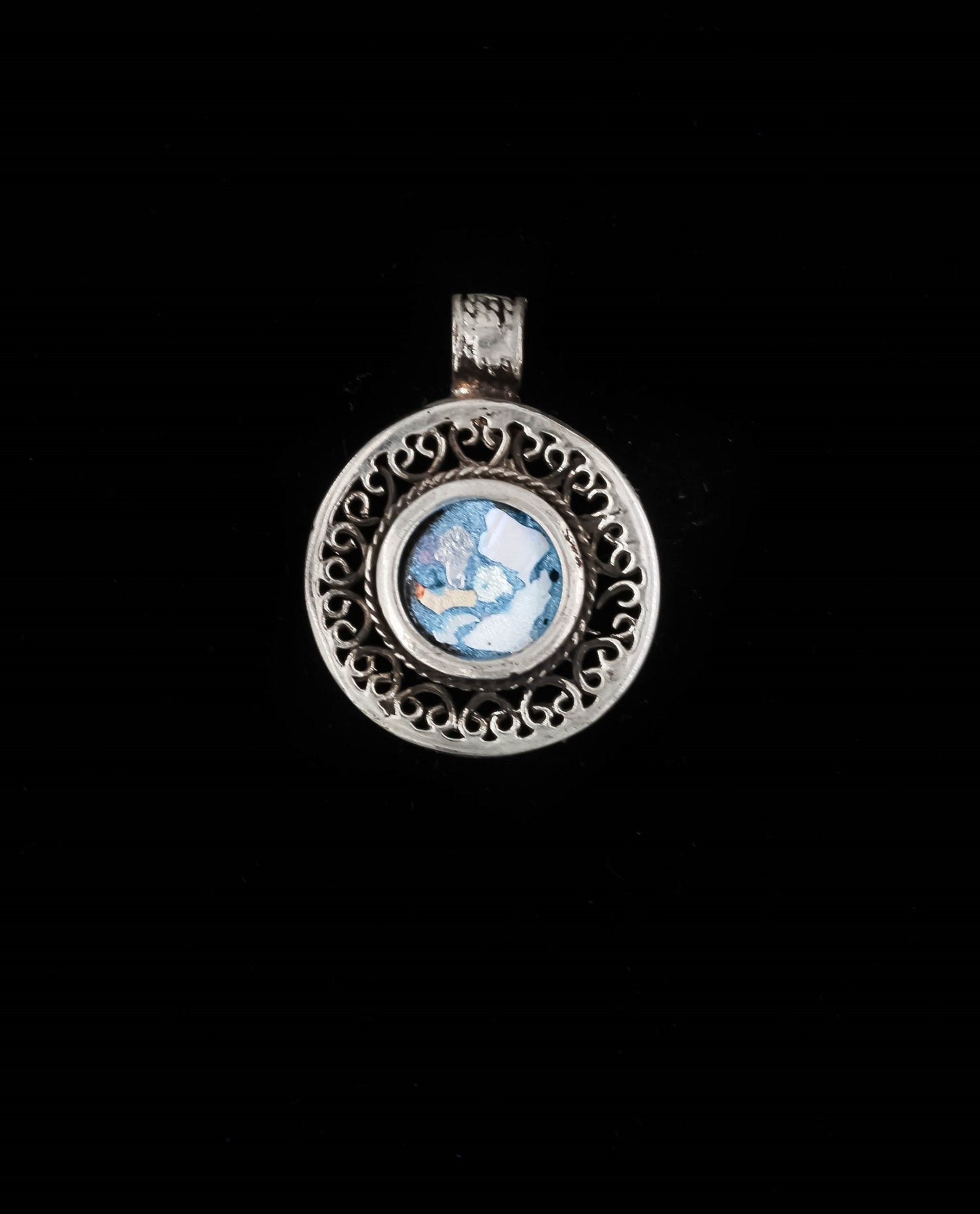 HAND MADE ROMAN GLASS WITH STERLING SILVER (ST925) PENDENT