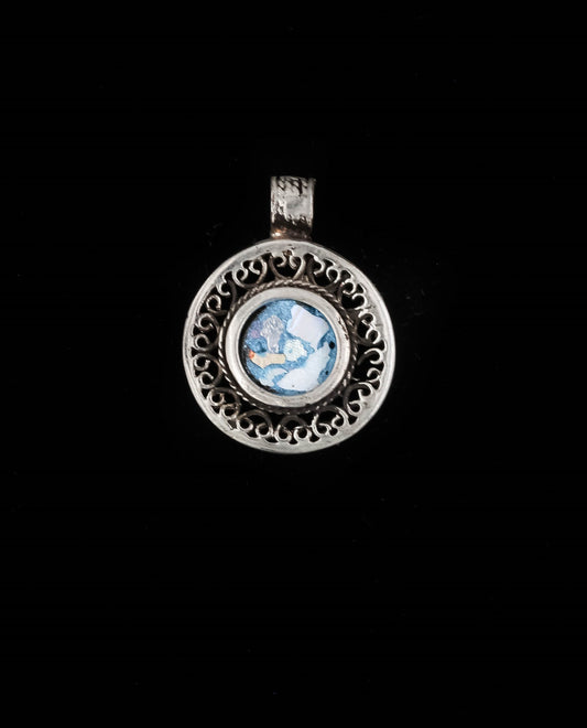 HAND MADE ROMAN GLASS WITH STERLING SILVER (ST925) PENDENT