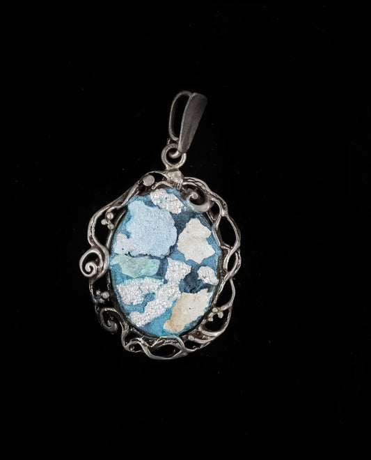 HAND MADE ROMAN GLASS WITH STERLING SILVER (ST925) PENDENT