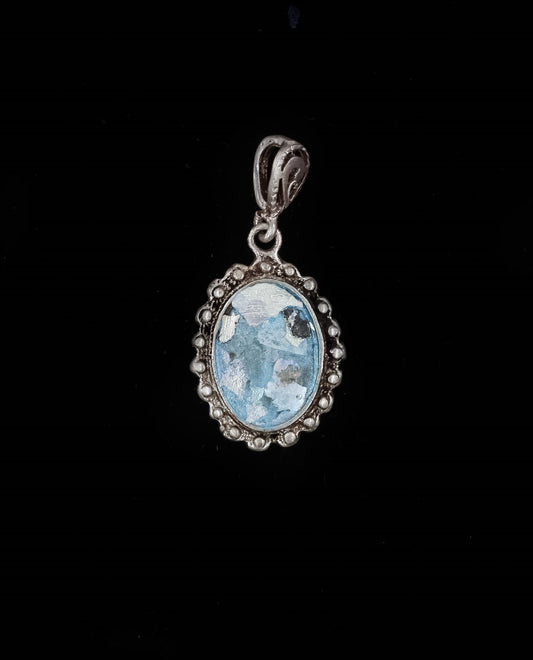 HAND MADE ROMAN GLASS WITH STERLING SILVER (ST925) PENDENT