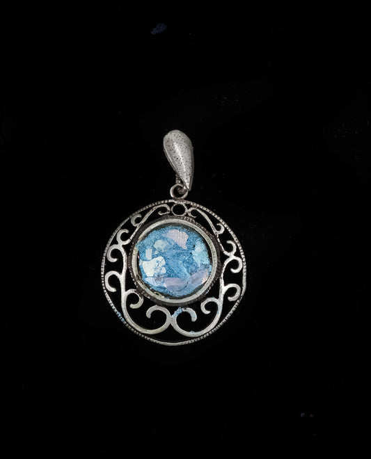 HAND MADE ROMAN GLASS WITH STERLING SILVER (ST925) PENDENT