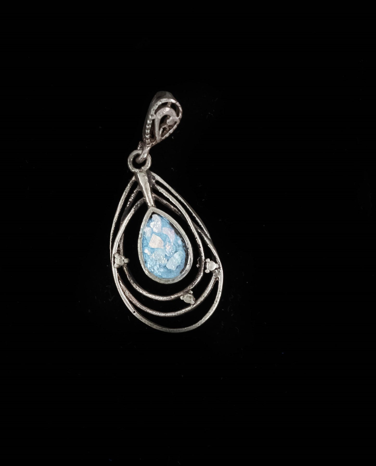 HAND MADE ROMAN GLASS WITH STERLING SILVER (ST925) PENDENT