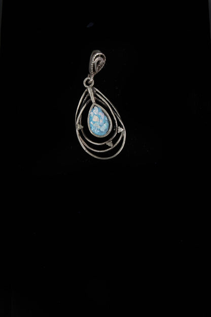 HAND MADE ROMAN GLASS WITH STERLING SILVER (ST925) PENDENT