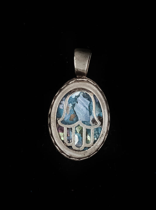 HAND MADE ROMAN GLASS WITH STERLING SILVER (ST925) PENDENT