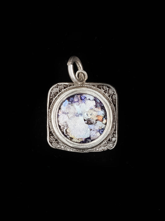 Hand Made Roman Glass With Sterling Silver (ST925) Pendent