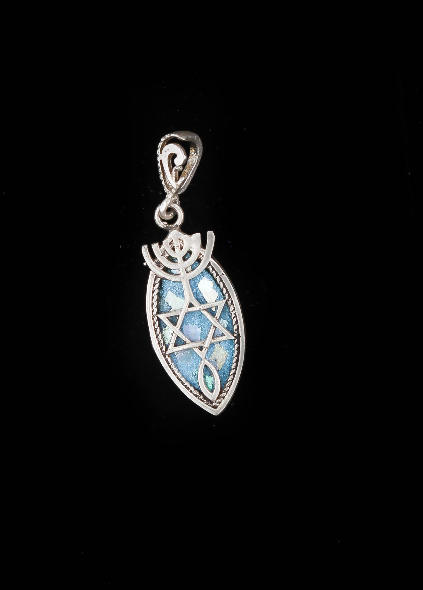 HAND MADE ROMAN GLASS WITH STERLING SILVER (ST925) PENDENT