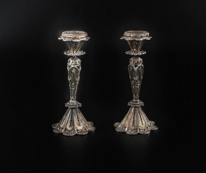 HAND MADE SILVER (ST925) SHABBAT CANDLES STICK