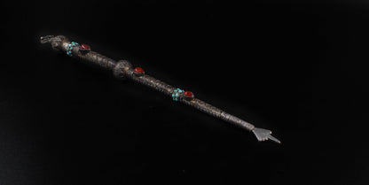 Old Hand Made Silver (925) Gold Plated Torah Pointer (Yad) With Carnelian Stone & Turkish Stone