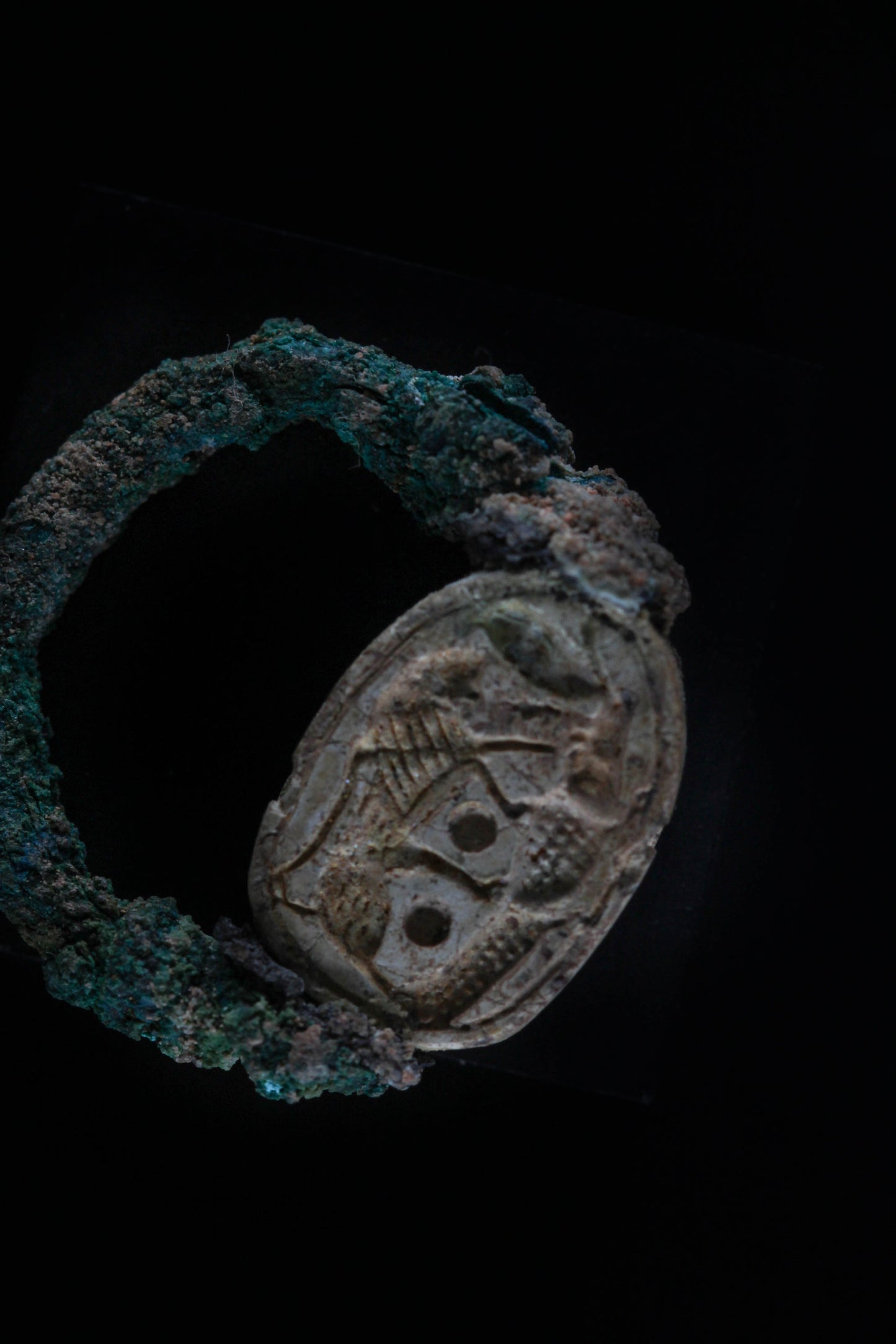 A Canaanite  Scarab  Seal With Its Bronze Ring